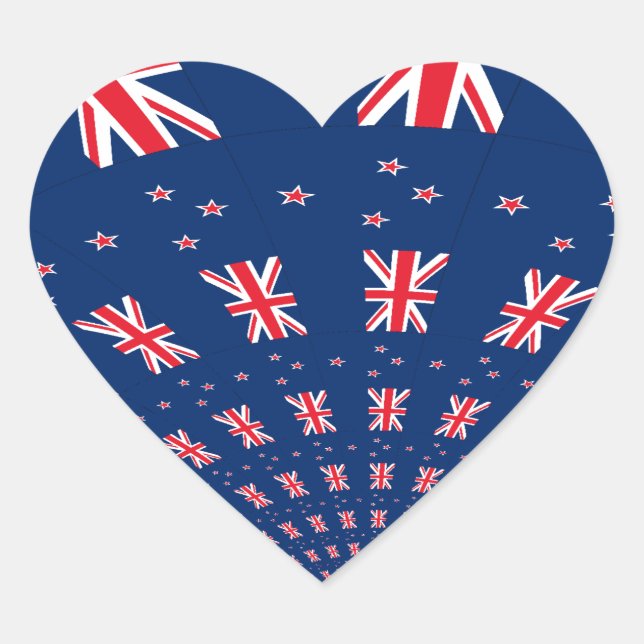 Beautiful New Zealand Flag Art Print Design Heart Sticker (Front)