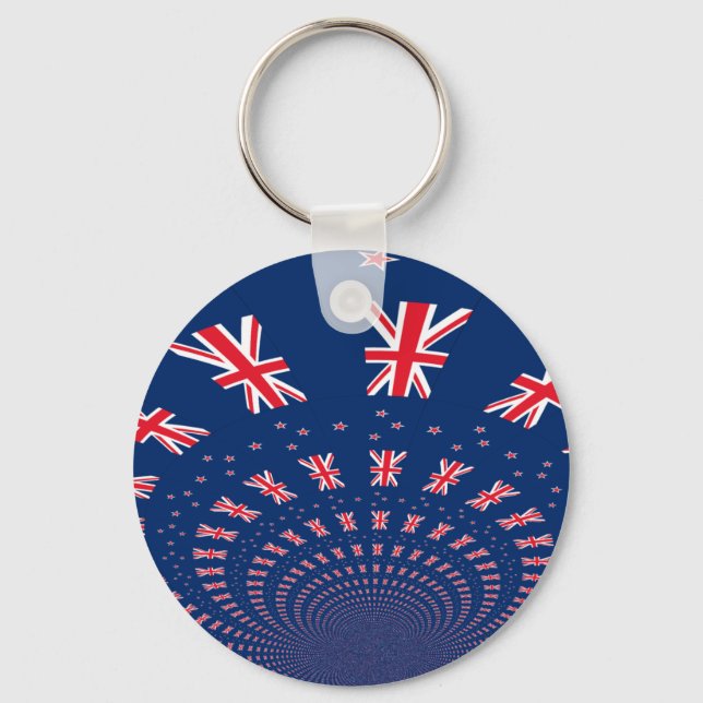 Beautiful New Zealand Flag Art Print Design Keychain (Front)