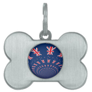 Beautiful New Zealand Flag Art Print Design Pet Name Tag