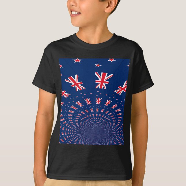 Beautiful New Zealand Flag Art Print Design T-Shirt (Front)
