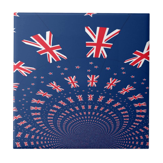 Beautiful New Zealand Flag Art Print Design Tile (Front)