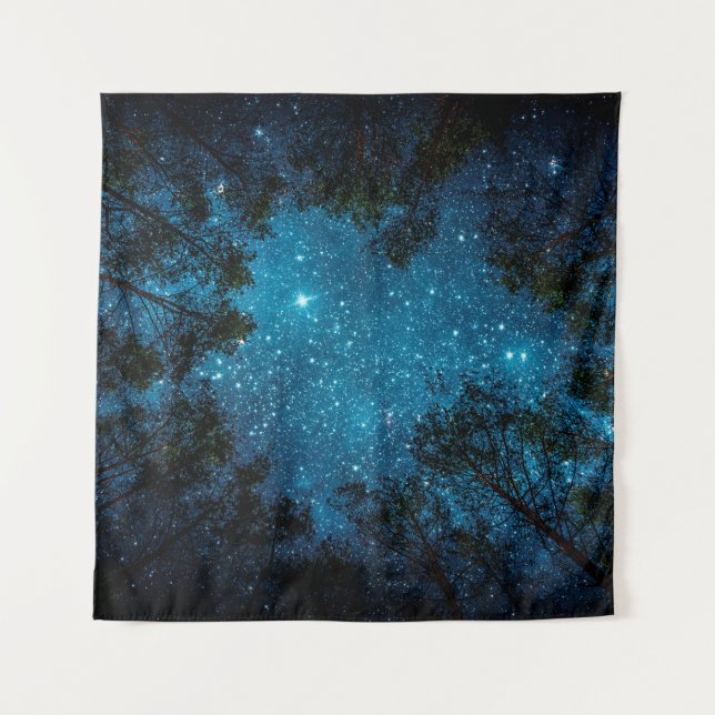 Beautiful night sky, the Milky Way and the trees.  Tapestry (Front)