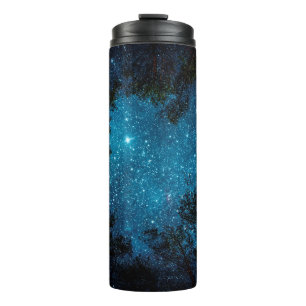 Beautiful night sky, the Milky Way and the trees.  Thermal Tumbler