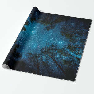 Beautiful night sky, the Milky Way and the trees.  Wrapping Paper