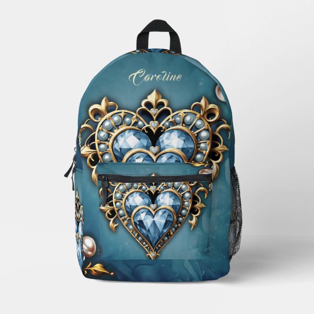 Beautiful noble blue heart. printed backpack (Front)