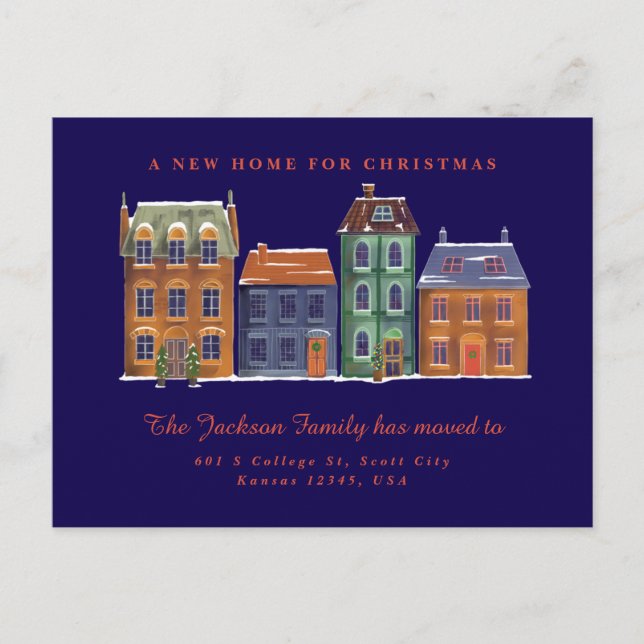 Beautiful Nordic Town View Snowy Scenery Postcard (Front)