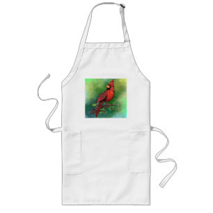 Beautiful Northern Red Cardinal Bird Painting Art  Long Apron
