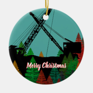 Beautiful Northwest Crane Operating Engineer Art Ceramic Ornament