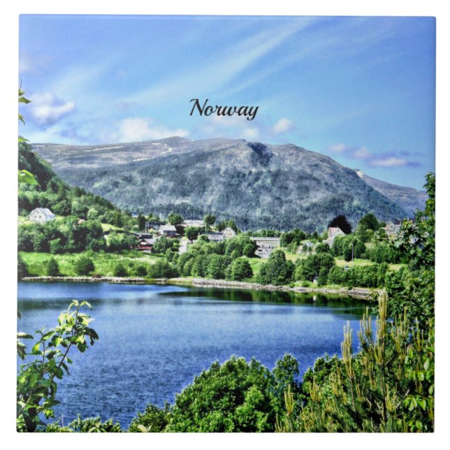 Beautiful Norway, scenic photograph, Tile (Front)