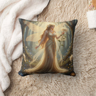 Beautiful November Topaz Fairy Throw Pillow