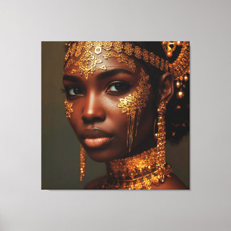 Beautiful Nubian Goddess in Gold Canvas Print