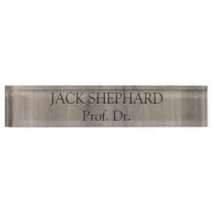 Beautiful Oak Wood Pattern Monogram Nameplate