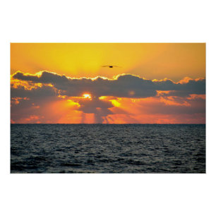 Beautiful ocean beach sunrise poster