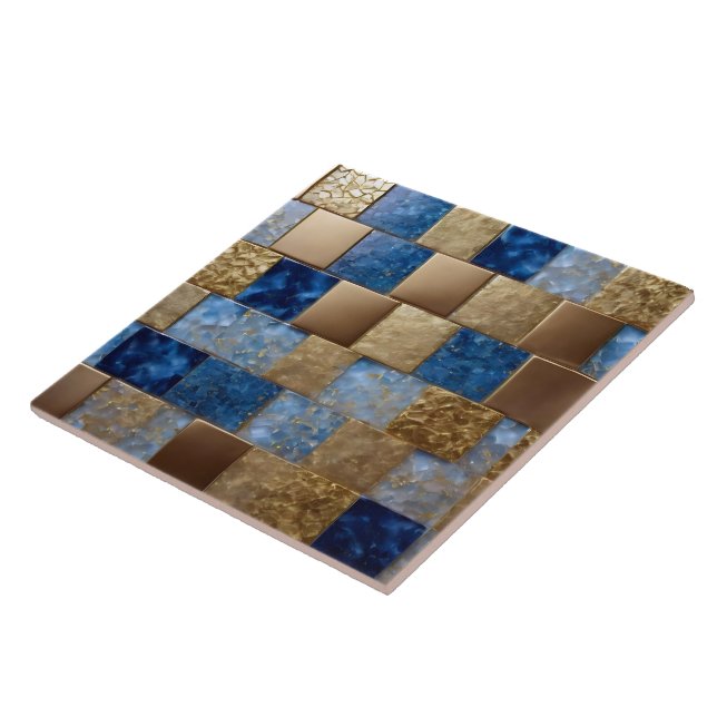 Beautiful Ocean Blue Gold Popular Collection Tile (Side)