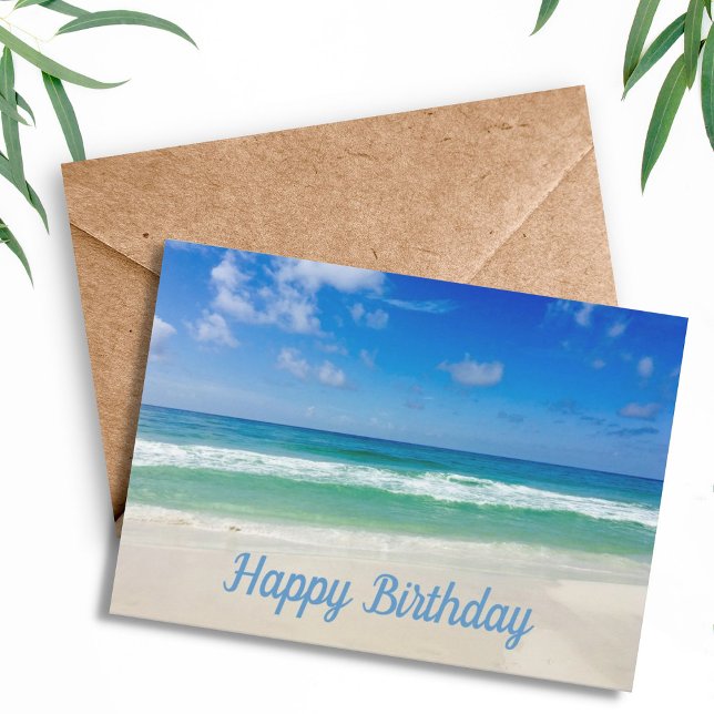 Beautiful Ocean Photo Custom Beach Happy Birthday Card (Creator Uploaded)