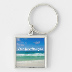 Beautiful Ocean Photo Customizable Beach House  Keychain