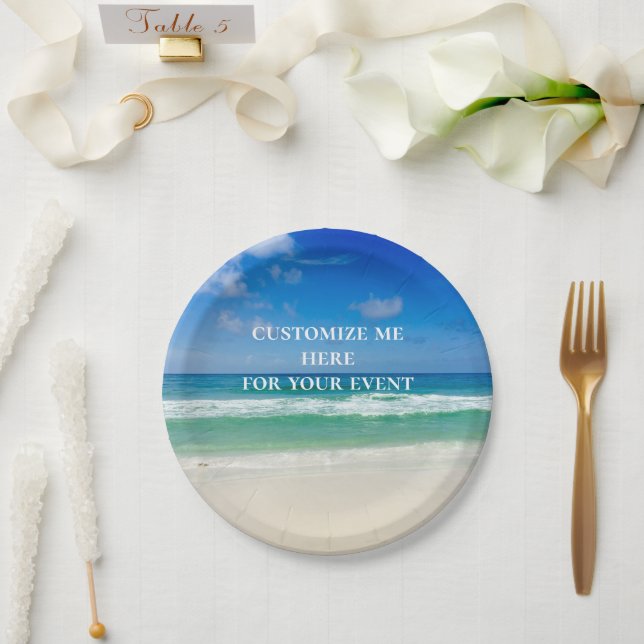 Beautiful Ocean Photography Custom Beach Party Paper Plate (Wedding)