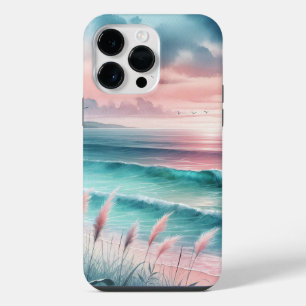 Beautiful Ocean Scene in Pink and Blue iPhone 14 Pro Max Case