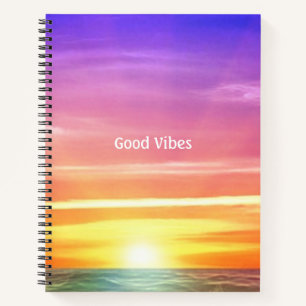 Beautiful Ocean Sunrise & Editable Good Vibes Text Notebook