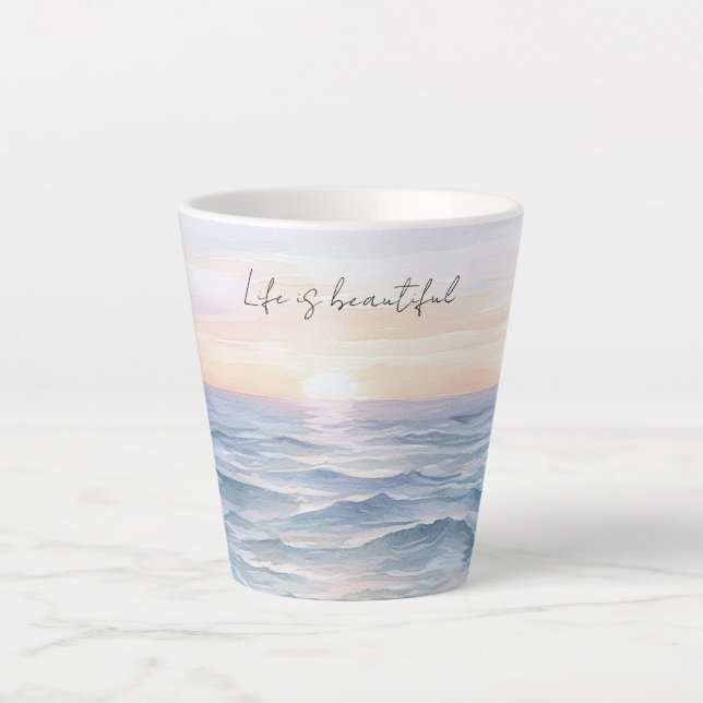 Beautiful Ocean Sunset Latte Mug (Front)