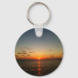beautiful ocean sunset yellow orange red keychain