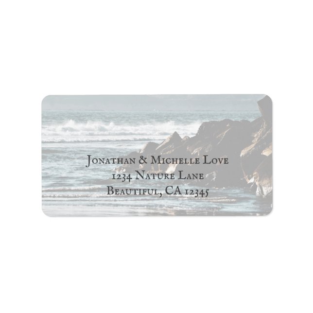 Beautiful Ocean, Waves and Rocks Beach Address Label (Front)