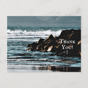 Beautiful Ocean, Waves and Rocks Beach Thank You Postcard