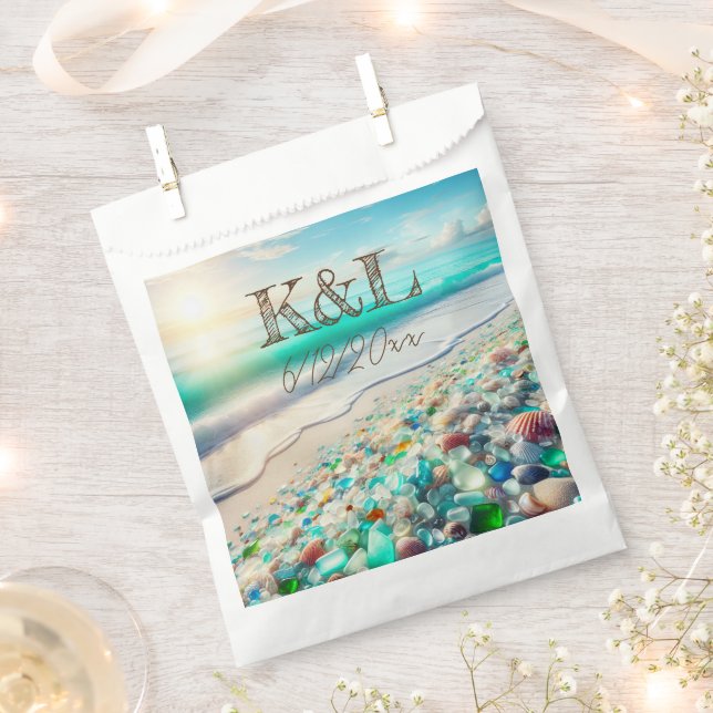 Beautiful Ocean Waves and Sea Glass Personalized Favour Bag (Clipped)