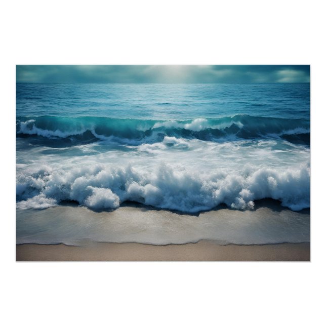 Beautiful Ocean Waves Crashing at the Beach  Poster (Front)