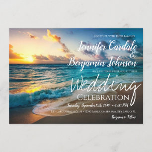 Beautiful Ocean Waves Summer Beach Wedding Invitation