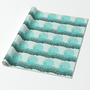 Beautiful ocean waves & sunset wrapping paper