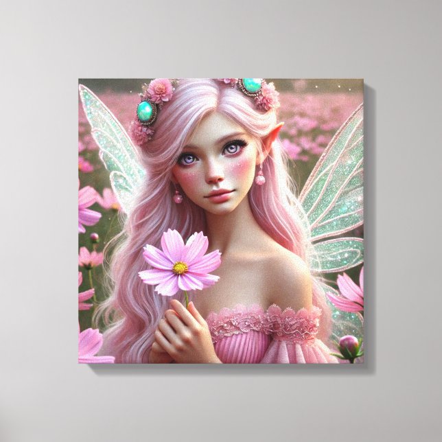 Beautiful October Fairy in Cosmos Canvas Print (Front)