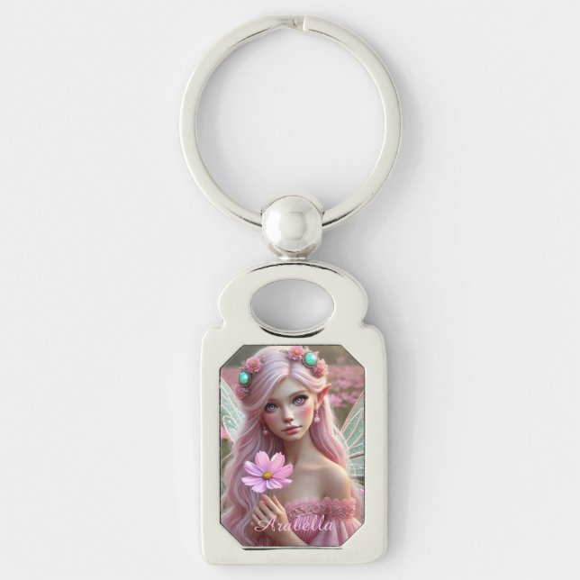 Beautiful October Fairy in Cosmos Keychain (Front)