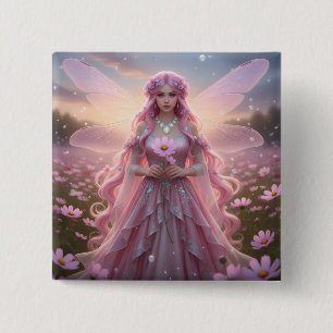 Beautiful October Opal Fairy 2 Inch Square Button