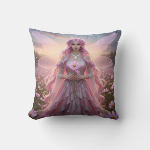 Beautiful October Opal Fairy Throw Pillow