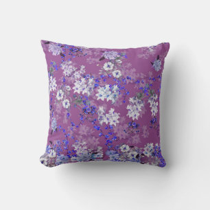 Beautiful Oil Painted Flowers and Branches Tiny Fl Throw Pillow