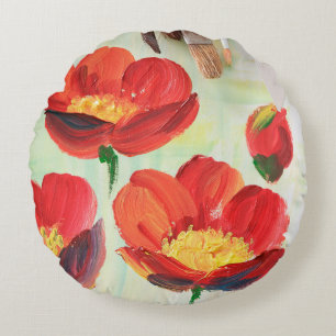 Beautiful oil painted picture with artist equipmen round pillow