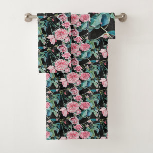 Beautiful Old Pink Roses Bathroom Towel Set