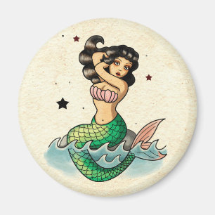 Beautiful Old School Mermaid Magnet