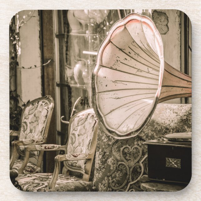 Beautiful Old Style Antique Phonograph Coaster (Front)
