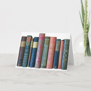 Beautiful old vintage books, book spines card