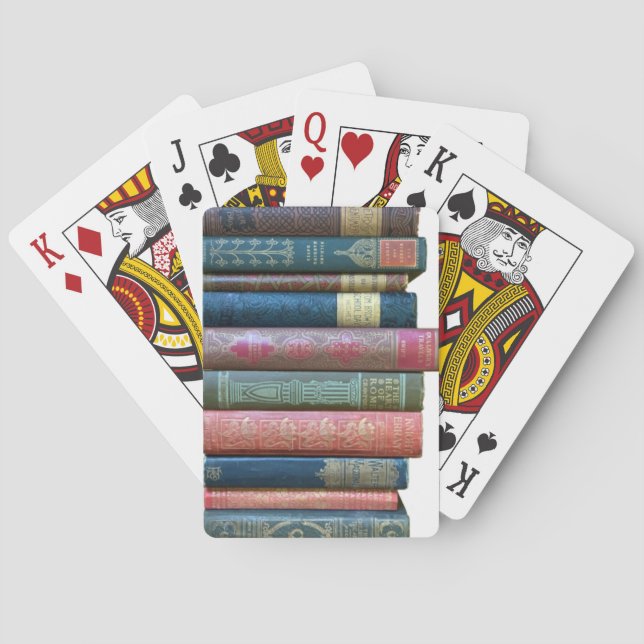 Beautiful old vintage books, book spines playing cards (Back)