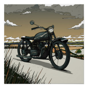 Beautiful Old Vintage Motorcycle Poster
