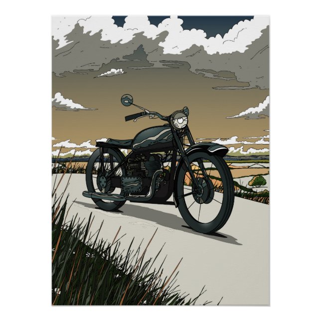 Beautiful Old Vintage Motorcycle Poster (Front)