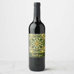 💚💛 Beautiful olive and yellow Azulejos Wine Label