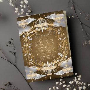 Beautiful Opulent Gold and Crystals Wedding Enclosure Card
