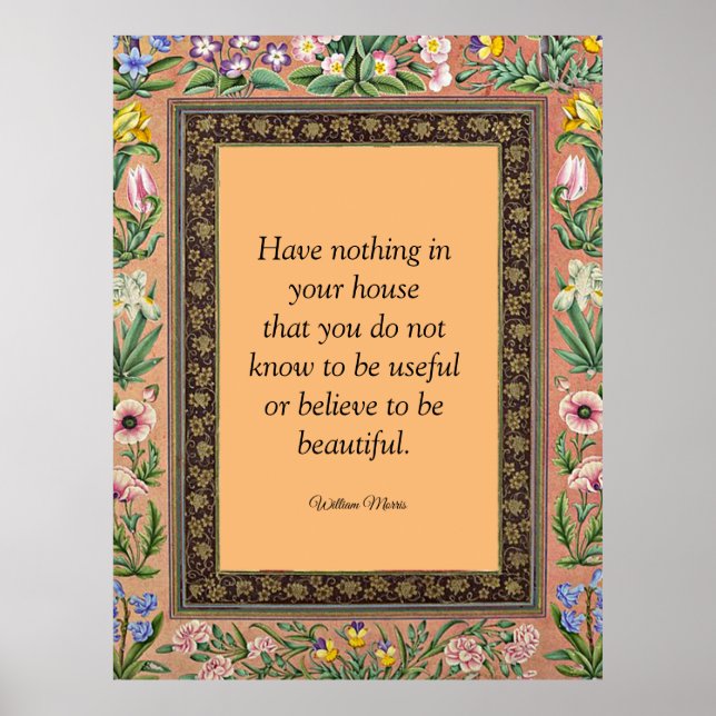Beautiful or Useful, Wlliam Morris quotation, Poster (Front)
