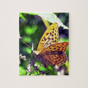 Beautiful Orange and Black Spotted Butterfly Jigsaw Puzzle