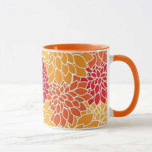 Beautiful Orange and Red Floral Mug