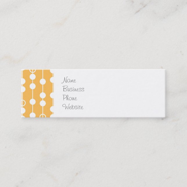 Beautiful Orange and White Hanging Beads Pattern Mini Business Card (Front)